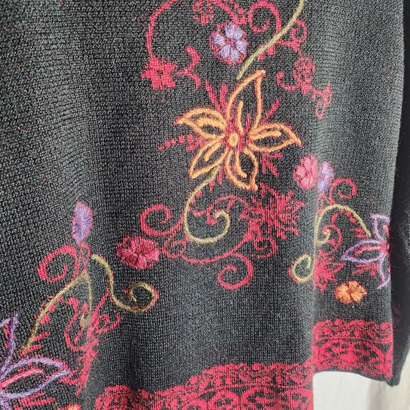 North Style S Black Embroidered Cardigan Sweater Jacket Alpaca Wool Peruvian - Picture 6 of 9